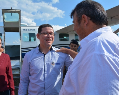 Prefeito Conélio Duarte acompanha a visita do Governador  Marcos Rocha em São Francisco do Guaporé